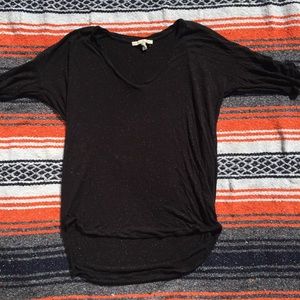 Express One Eleven Black Textured Top